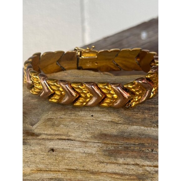 Vintage Italian Milor Sterling Bracelet Chevron Link Design - Picture 2 of 5